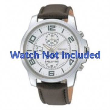 Seiko horlogeband 7T94-0AV0 / SNN165P1 Leder Bruin 20mm + bruin stiksel